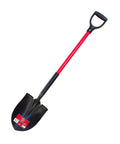 Heavy Duty 14 Gauge Round Point Shovel With Fiberglass D Grip Handle Open Back For Digging And Landscaping, full view
