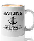 Sailor Coffee Mug 11oz White For Boaters And Sea Dogs, Funny Sailboat Glass Gift with anchor graphic and sailing quote