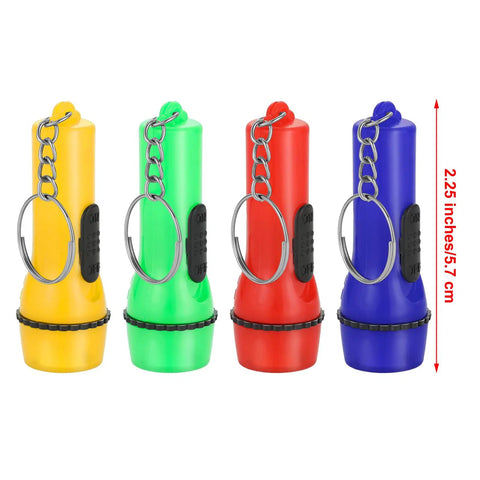 48 Piece Mini LED Flashlight Keychain Set With Assorted Colors, showing yellow, green, red, blue portable EDC torch keychains.