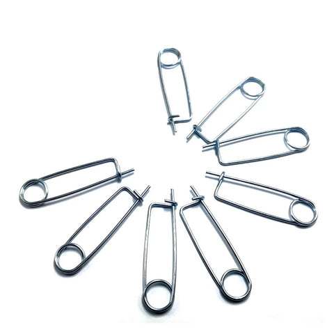 Heavy Duty 1.2mm To 10mm Zinc Coated Steel Spring Lock Pins For Industrial And DIY Builds Built Tough With 65Mn Alloy arranged in a circle.