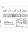 Technical drawing of Nickel Plated Roller Chain 41 NP Half Inch Pitch Ten Feet With Two Free Connecting Links detailing measurements.