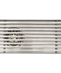 Oreilet Linear Shower Drain Bathroom Floor Drain with Hair Catcher (Side) top view showing stainless steel slatted design and drain.