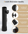 Heavy Duty Adjustable Table Risers And Leg Extenders Four Pack with eye bolts, reinforcement bolts, and non-slip rubber leg covers.