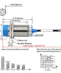Diagram and specifications of Inductive Proximity Sensor Switch Non Shield Type 15mm Sensing Distance Model LJ30A3 15 Z AX 10 30VDC 200mA NPN Normally Closed Three Wire Metal Target Detector With 30mm Mounting Hole