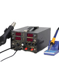 Awesome 853D Dual Display Soldering Hot Air Rework Station With Power Supply for Pro Repair Jobs and DIY Electronics Workbench, showing dual screens.