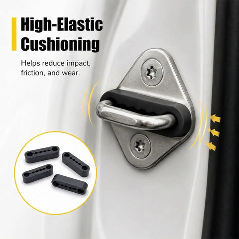 Road Ready Car Door Latch Cover Pads Heavy Duty Silica Gel Shock Absorbers Smooth Shutting Door Bumpers on car latch.