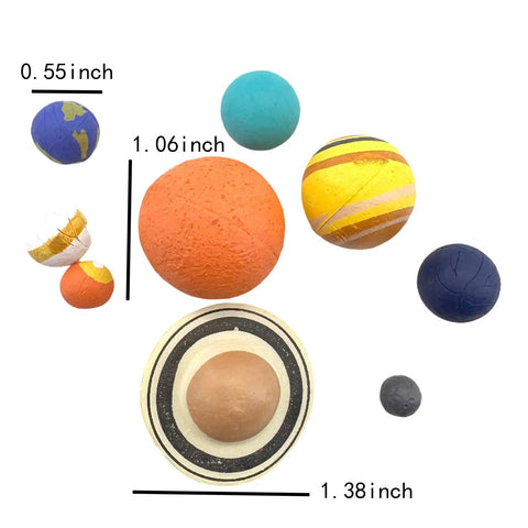 Nine Planets Solar System Model Kit Cake Topper For Astronomy Lovers Realistic Planet Figures, 0.55-1.38 inch