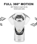Built Tough 19 Piece Quarter Inch Drive Universal Joint Socket Set With Flex Wobble Sockets For Tight Spots Metric Five To Fifteen Millimeter And SAE Three Sixteenths To Nine Sixteenths Six Point Chrome Vanadium 9/16 socket with 360° motion