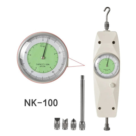 Analog Push Pull Force Gauge Meter For Precision Testing Compact Load Cell Style Tester 100N 10KG Capacity High Accuracy Reading Portable Handheld Force Measurement Tool For Lab And Workshop, NK-100