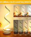 Spiral LED Desk Lamps Set Of 2 10W Modern Bedside Lights With 3 Color Modes And Stepless Dimming Displayed on Nightstand