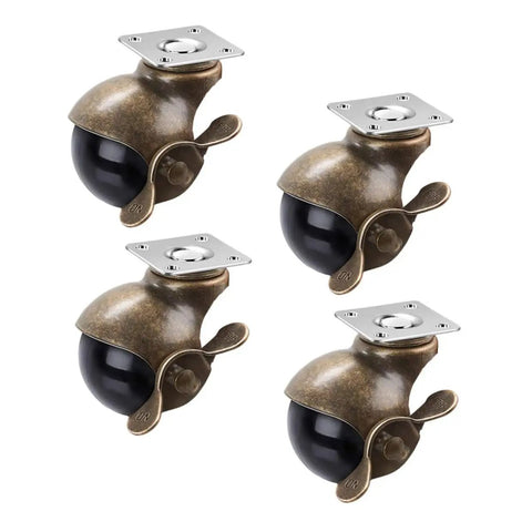 Vintage Brass Caster Plates With Rock Solid Swivel Wheels 2 Inch Heavy Duty Four Pack, featuring smooth rolling casters.