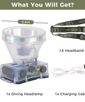 Rechargeable Diving Headlamp With 4 Lighting Modes Battery Level Indicator 10 Hour Runtime Dual Switch Scuba Dive Light