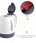 Road Trip Ready 12V Electric Hot Water Kettle with auto shutoff and measuring scale for safe travel brewing.