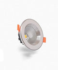 DJVHSRI Recessed Lighting Housing Trim Kits Recessed Spot Lamp, silver LED downlight with orange clips, ideal for ceiling installation.