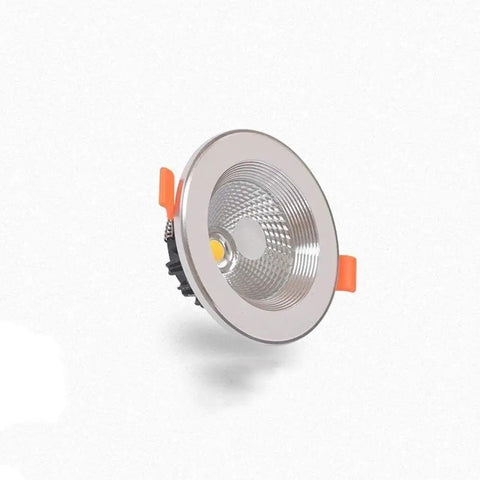 DJVHSRI Recessed Lighting Housing Trim Kits Recessed Spot Lamp, silver LED downlight with orange clips, ideal for ceiling installation.