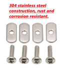 Built Tough Stainless Steel Kayak Rail Track Screws and Nuts Replacement Kit with 4 screws and 4 nuts, rustproof, universal track fit.