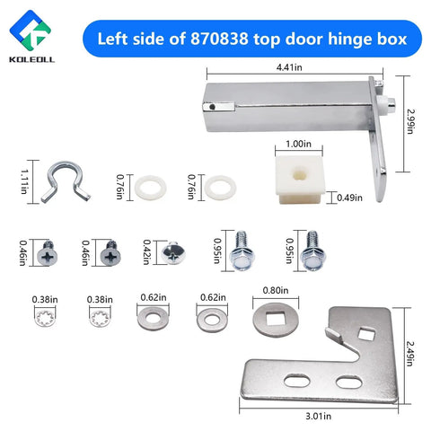 Left Side Top Door Hinge Cartridge 870838 Replacement For QA TSSU TUC TWT Series Refrigeration Units with components