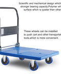Platform cart equipped with Heavy Duty PU Plate Caster Wheels Set Of 2 For Trolleys And Carts 4 Inch Diameter