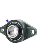 Heavy Duty Mounted Ball Bearings With Steel Housing Pillow Block Insert Fits Universal UCFL Series 307 For 35 Millimeter Bore, green housing view