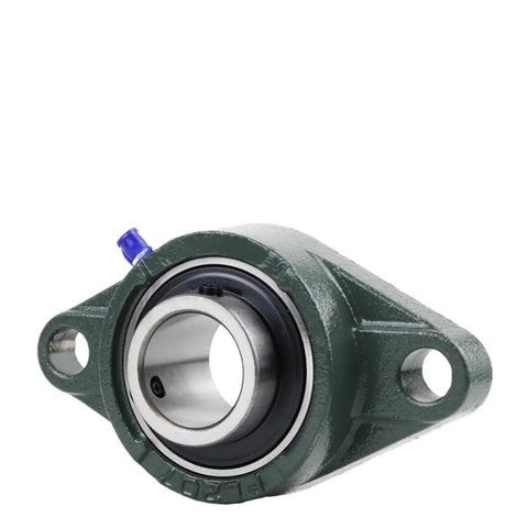 Heavy Duty Mounted Ball Bearings With Steel Housing Pillow Block Insert Fits Universal UCFL Series 307 For 35 Millimeter Bore, green housing view