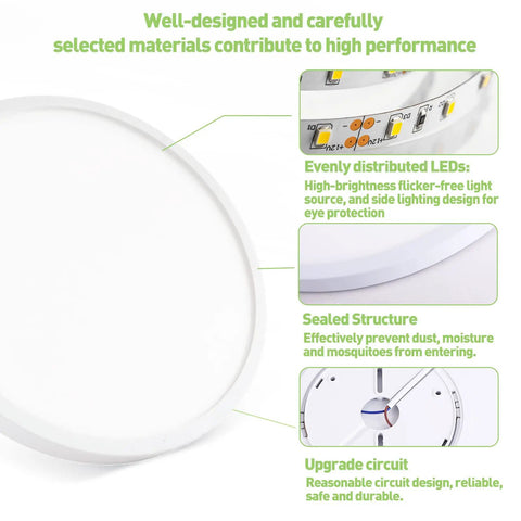 Two Pack Flush Mount LED Ceiling Lights 12 Inch 28W Energy Saving With 3 Color Temperatures 3000K 4000K 6000K 3600LM features