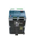 Ultra Efficient 480W 24V 15.4A AC DC DIN Rail Power Supply With Built In UPS And Battery Charging Status Monitoring Modbus Ready Ninety Two Percent Efficiency TS 35 7.5 Or 15 Mount Tough Industrial Grade front view