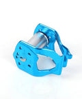 Blue aluminum slackline pulley for outdoor zipline obstacle course, portable aluminum slider pulley, lightweight and durable.