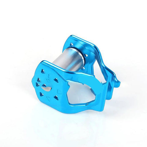 Blue aluminum slackline pulley for outdoor zipline obstacle course, portable aluminum slider pulley, lightweight and durable.