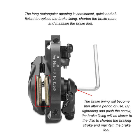 Built Tough Front And Rear Disc Brake Kit With Two Heavy Duty Aluminum Alloy Calipers and Precision Rotors for solid stopping power with visible caliper opening.