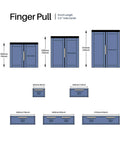 Diagram of Edge Finger Pull For Cabinets And Drawers, highlighting 5-inch length and dimensions for concealed aluminum hidden door handle.