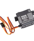 Heavy Duty 180 Degree Brushless Servo Delivering Beast Mode 45kg Coreless Motor Power motor with wires, designed for RC vehicles.