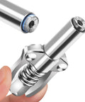 Grease gun coupler, silver metal with spring-loaded lever, close-up view for 1/8" NPT grease guns