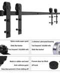 Heavy Duty Black Barn Door Hardware Kit For Double Sliding Doors Carbon Steel Track And Rail J Shape Easy Install For 60 Inch Closet Panel No Door Included