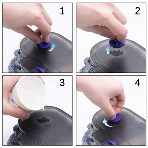 Steps to fill water tank of Electric Cleaning Mop Head For V7 V8 V10 V11 Cordless Vacuums Wet Dry Mop Attachment