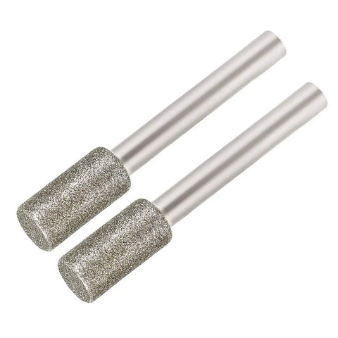 Diamond Burrs Grinding Drill Bits For Carving With Rotary Tool, 1/4 Inch Shank, 10mm Cylindrical Bits, 120 Grit, 2 Pack, Pro Grade Diamond Carving Bits For Metal Wood Stone Engraving And Heavy Duty Detail Work