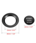 Push Start Button Cover Kit One Click Trim Sticker For Range Rover Discovery Sport Velar Evoque And Land Rover Jaguar XE F Type F Pace XJ XJR Aluminum Alloy Black Easy Install showing dimensions