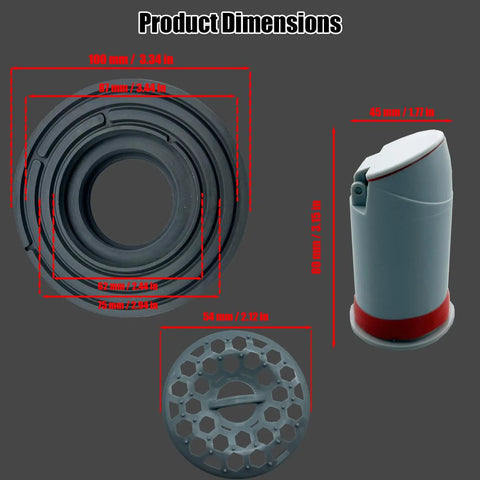 Two Pack Magnetic Drain Plugs With Anti Backflow Valve, Hair Filter, And Silicone Sealing Ring dimensions and design details