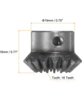 2 Pack Beefy Bevel Gear Set 1 To 1 Ratio 16 Teeth 6mm Shaft Hole 1.5 Module Tapered Bevel Pinion Gear