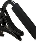 C2 Nickel Capo For Nylon String Guitar With Patented Locking Action Fast Clamp For Precise Tuning No Fuss Ultra Secure Hold Flat Fretboard Roller Design Made In United States Classic Nylon String Guitar Accessory In Black Chrome black capo close-up