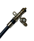 Close-up of Coax Cable End Terminator Caps 75 Ohm F Type for unused splitter port, metal construction, attached to cable.
