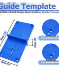 All In One 35mm Forstner Drill Bit And Hinge Jig Set With Door Hinge Hole Template Locator showing double-sided blue plastic guide for 35mm and 40mm holes.