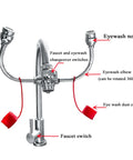 Faucet Mounted Emergency Eye Wash Station Kit With Dual Soft Flush Nozzles Stainless Steel Sink Attachment detailed diagram