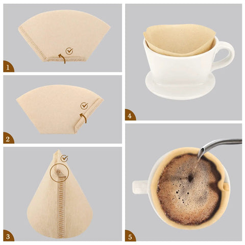 Mess Free Cone Coffee Filters 200 Count For 1 To 2 Cup Brewers Natural Unbleached Brown Paper Disposable Pour Over Basket Papers