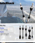 Two Front Cv Axle Shafts Direct Fit Replacement For Toyota Corolla And Matrix Model Years Compatible Fwd Drivetrain No Guesswork Straight Swap Installs Slick Daily Driver Ready displayed with compatibility for Pontiac Vibe and Toyota models.