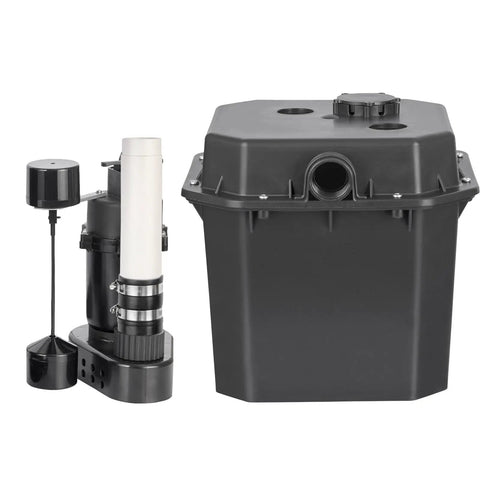Heavy-Duty 1/2 HP 120V Sump Pump for Under-Sink Use, 3500 GPH, 6-Gallon Basin, 28 ft Head, Auto Utility Laundry Drain Pump, Black