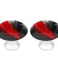 Round Cabinet Knobs With Screws For Dresser Kitchen Bathroom, Stainless Steel, Durable Anti Rust And Anti Corrosion Hardware, Easy Install No Sweat, Fits Standard Cabinet Doors And Drawers, Sleek Modern Look, black red feather design