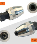 Tough As Nails Heavy-Duty Bolt And Stud Extractor Tool showing 1/4 and 1/2 inch drive size, chrome-plated for rust resistance.