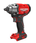 V20 Cordless Impact Wrench One Half Inch Bare Tool With Brushless Motor, showing side view and hog ring anvil.