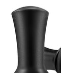 Straight Up Perfect Espresso Tamper Kit With Coffee Grounds Distributor, Precision Tamping Station For Consistent Pressure, close-up of black tamper handle.