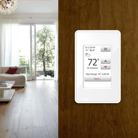Ntrust Non Programmable Thermostat With Floor Sensor And Class A GFCI, Large Easy Read Display, mounted on wood wall